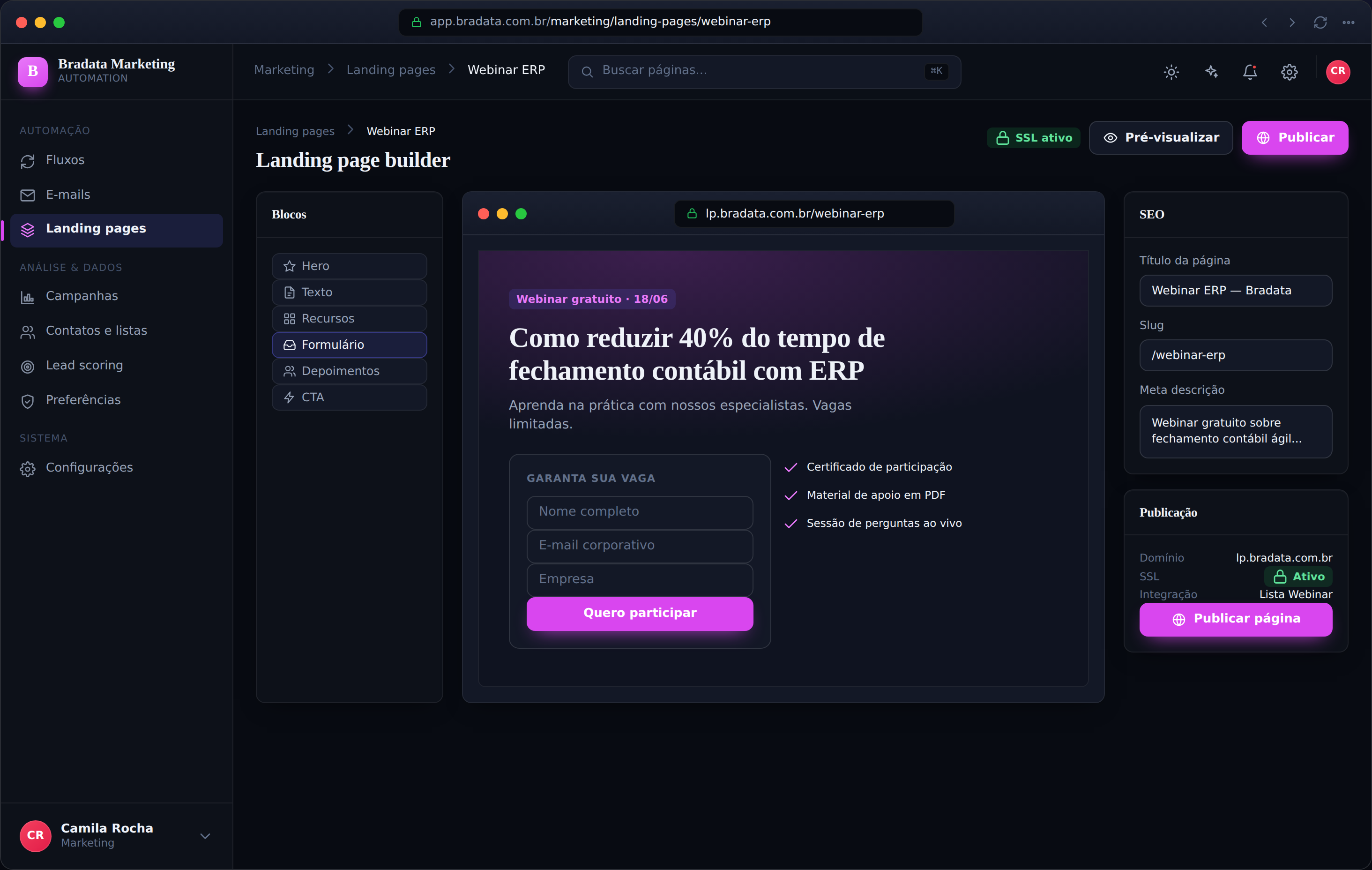 Landing page builder